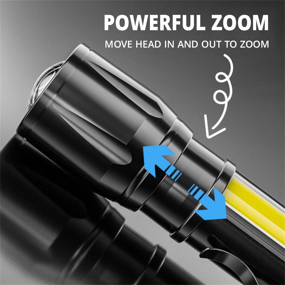 Zoomable Metal COB Flash Light Torch